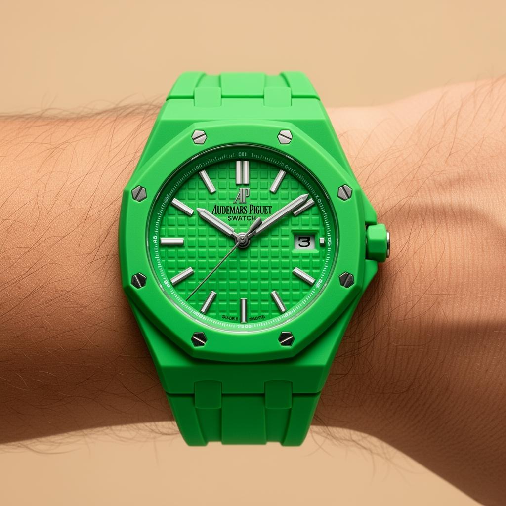 Vivid Green silicone strap for Swatch Royal Pop