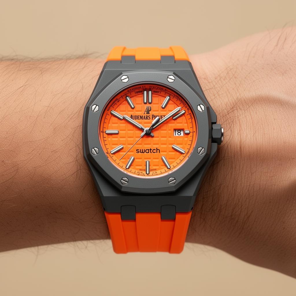Sunset Orange silicone strap for Swatch Royal Pop
